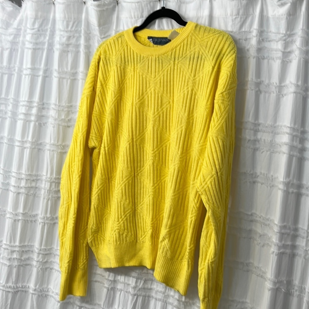 Vintage Yellow Geometric Pattern Knit Sweater